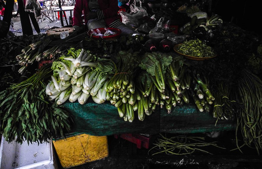 Greens at Phsar Leu market in Sihanoukville Greens at Phsar Leu market in Sihanoukville