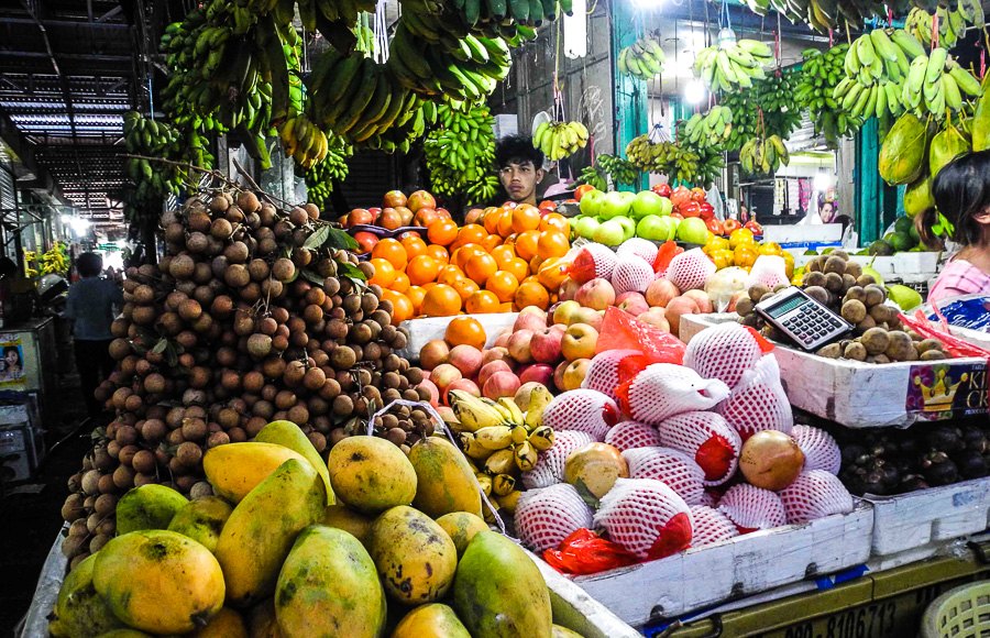 Exotic fruit at Phsar Leu market in Sihanoukville Exotic fruit at Phsar Leu market in Sihanoukville