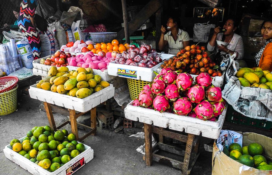 Exotic fruit at Phsar Leu market in Sihanoukville Exotic fruit at Phsar Leu market in Sihanoukville