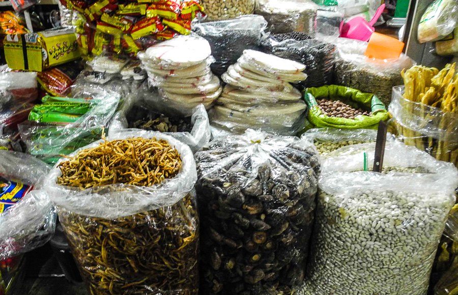 At Phsar Leu market in Sihanoukville At Phsar Leu market in Sihanoukville