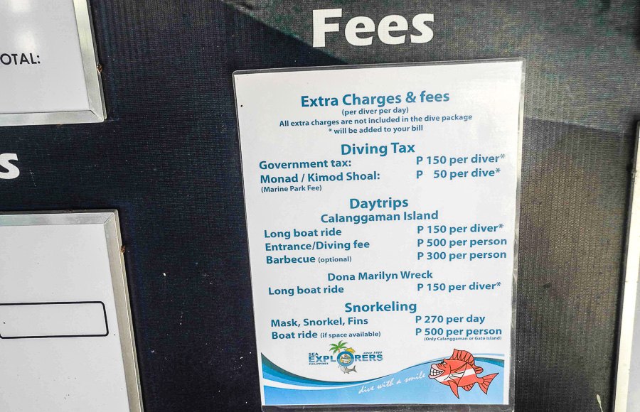 Preise für Tauchgänge auf der Insel Malapascua