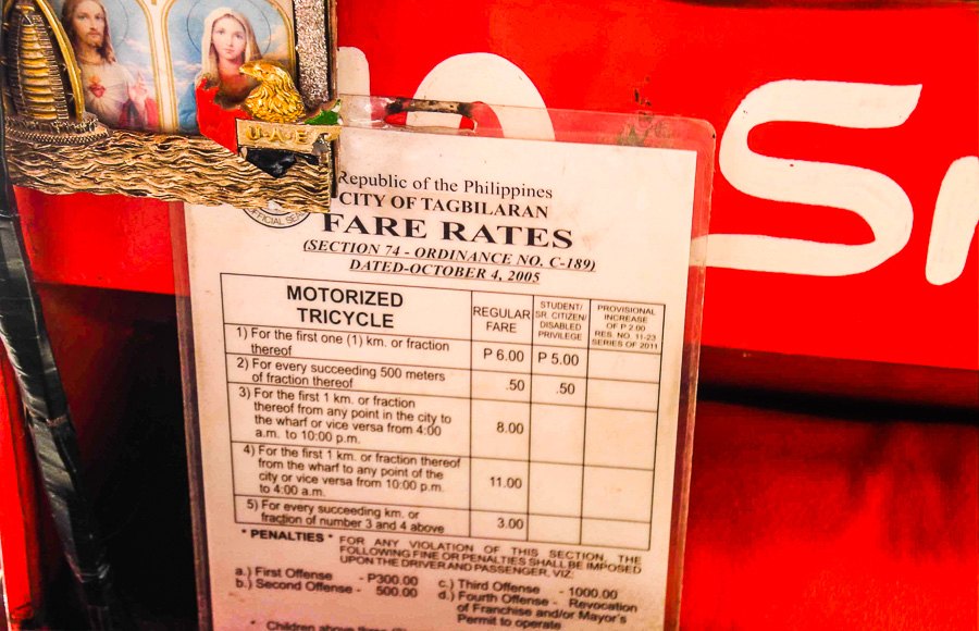 Tricycle fares in Tagbilaran
