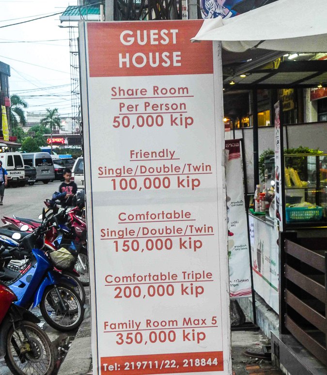 Searching for budget accommodation in Vientiane, Laos