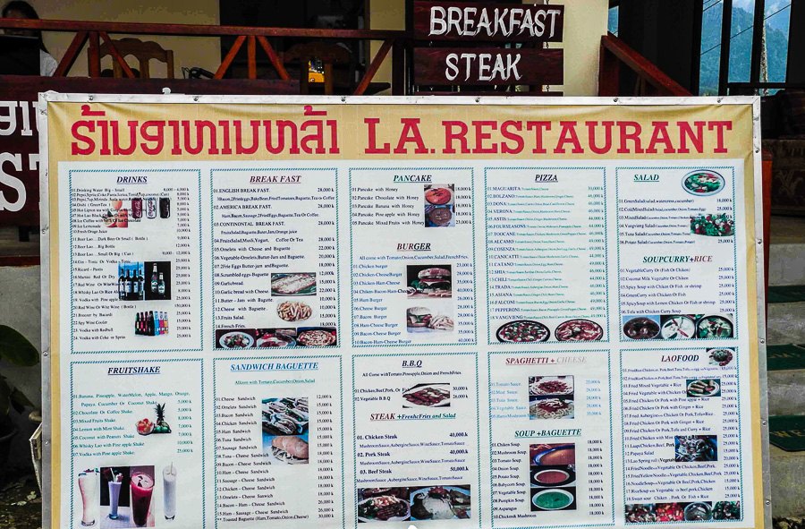 Food prices in Vang Vieng