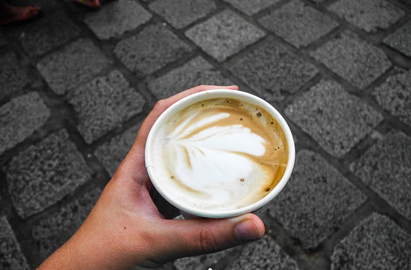 A latte at the Grand Palace in Bangkok