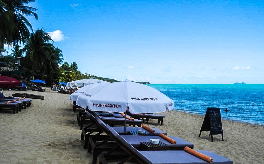 Sun loungers on Mae Nam beach, Samui