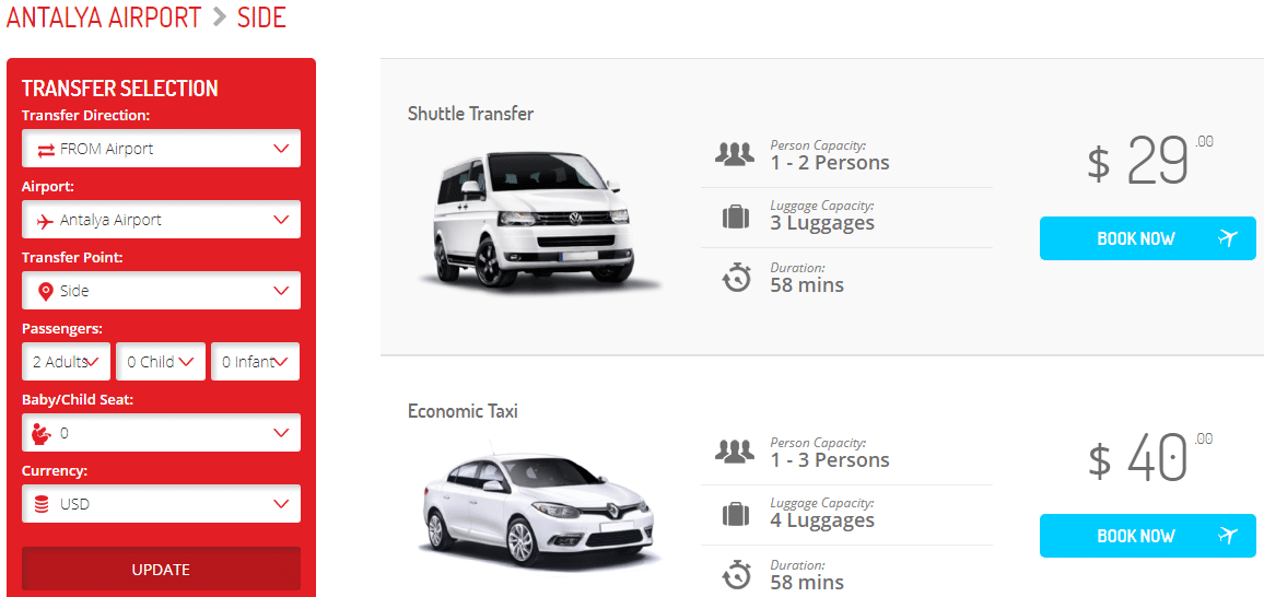Shuttle from Antalya to Side