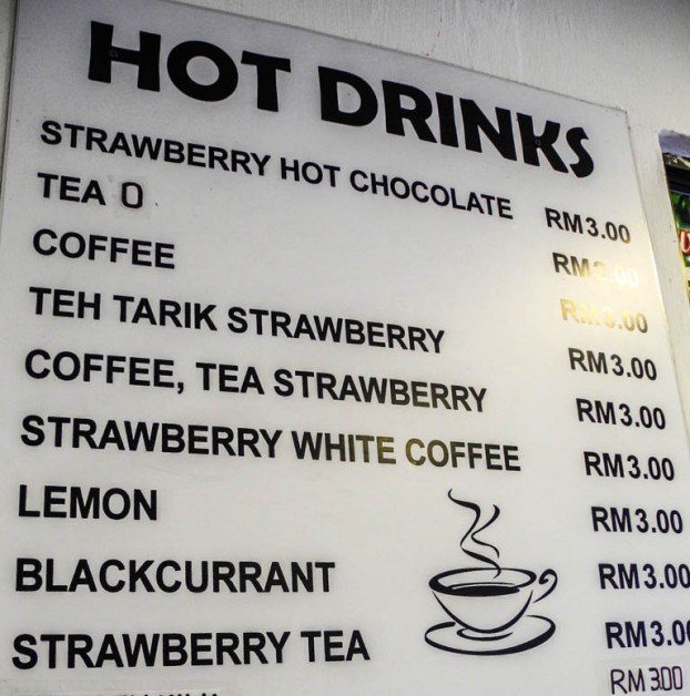 Preise für Erdbeergetränke in Malaysia
