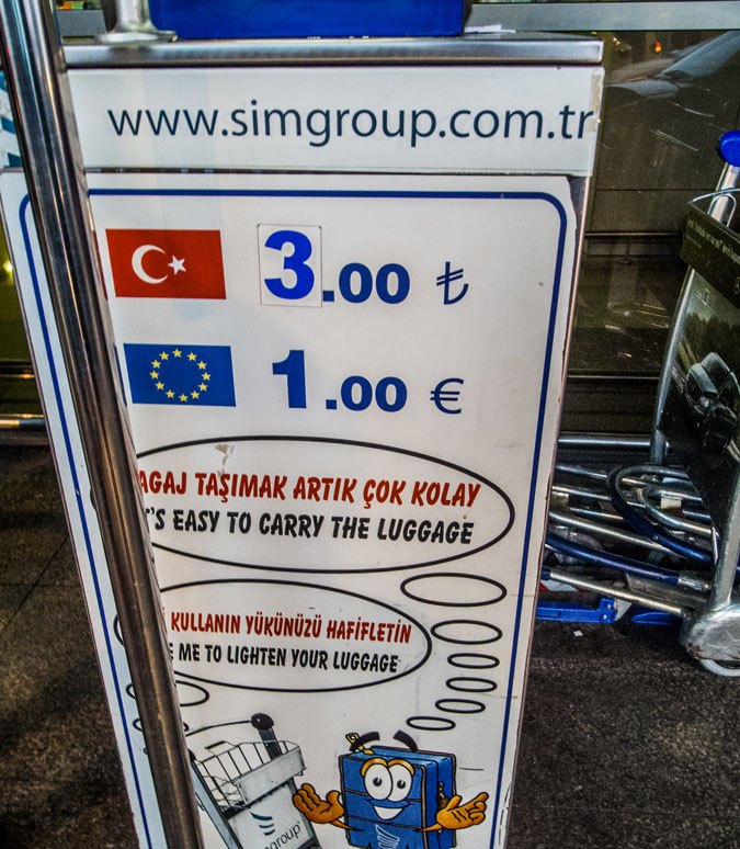 Luggage trolleys at Sabiha Gökçen Airport
