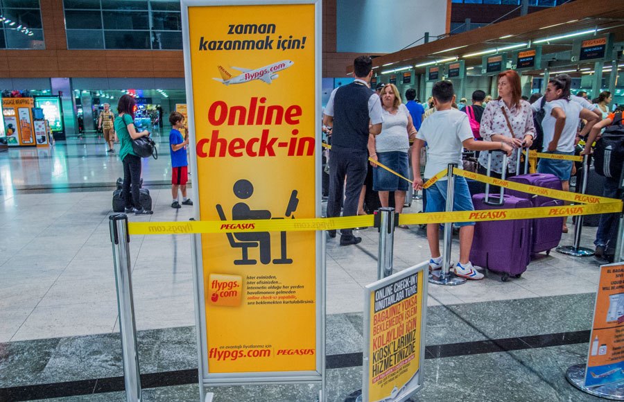 The Pegasus check-in area at Sabiha Gökçen Airport