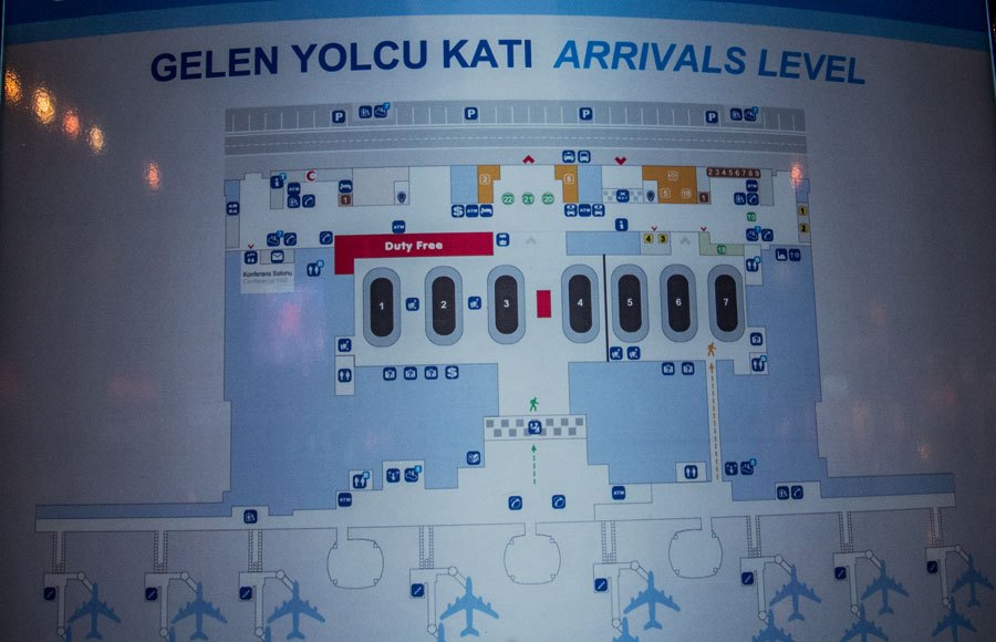 Arrivals area map of Sabiha Gökçen Airport