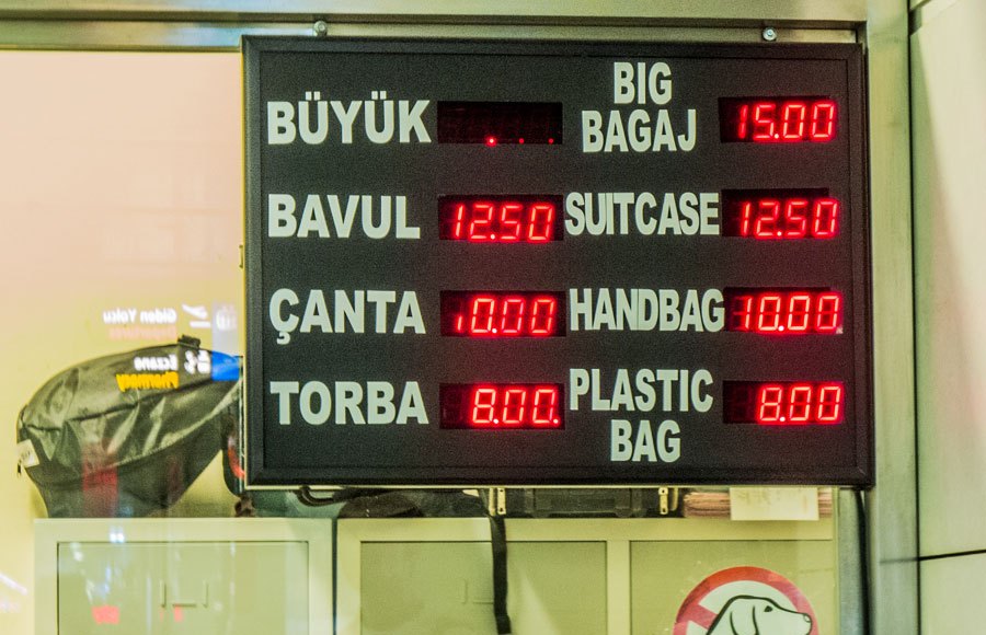 Left-luggage prices at Sabiha Gökçen Airport