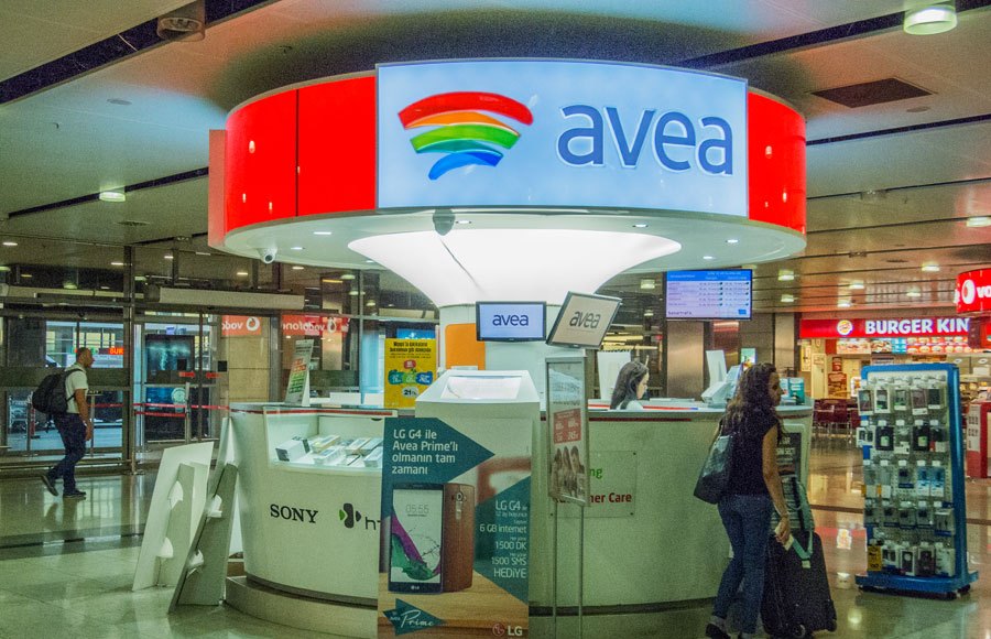 Avea office selling SIM cards at Sabiha Gökçen Airport