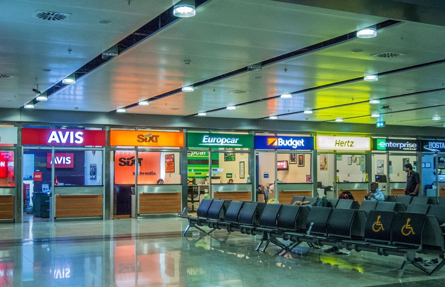 Car rental desks at Sabiha Gökçen Airport