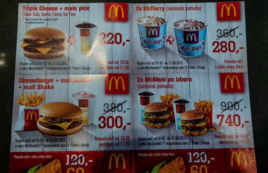 McDonald's prices in Belgrade