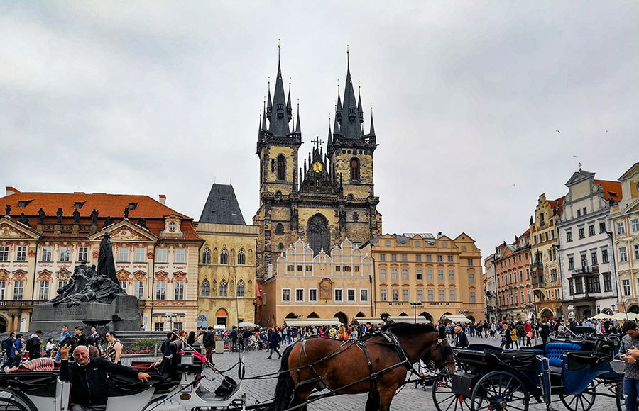 a church on Old Town Square in Prague